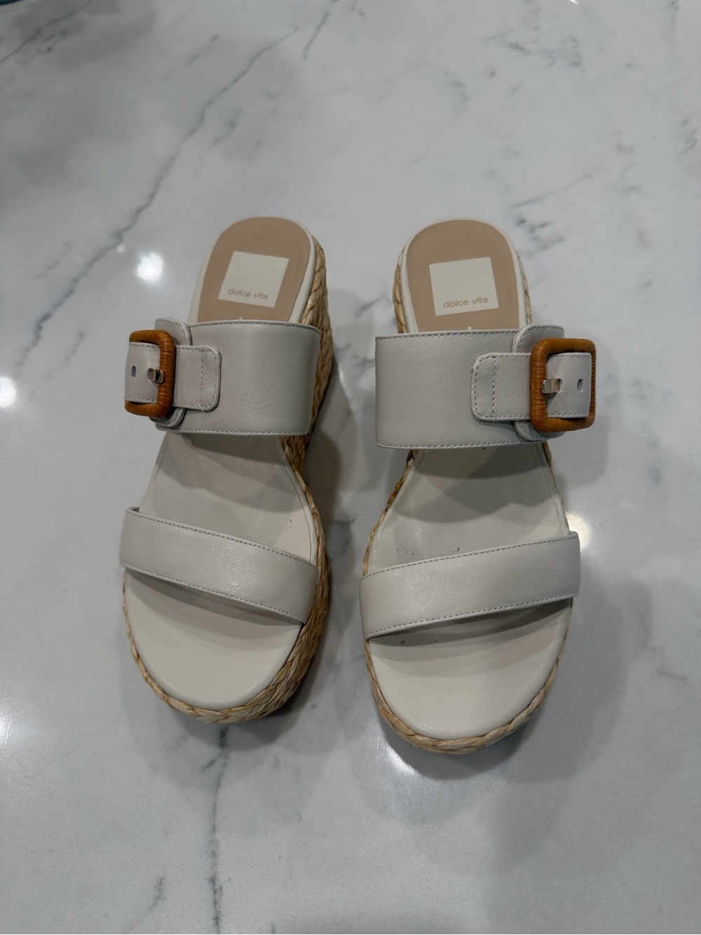 Dolce Vita White Platform Espadrille Wedge Sandals Size 8